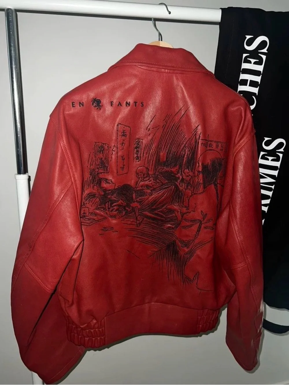 Enfants Riches Déprimés Red Leather Bomber Jacket